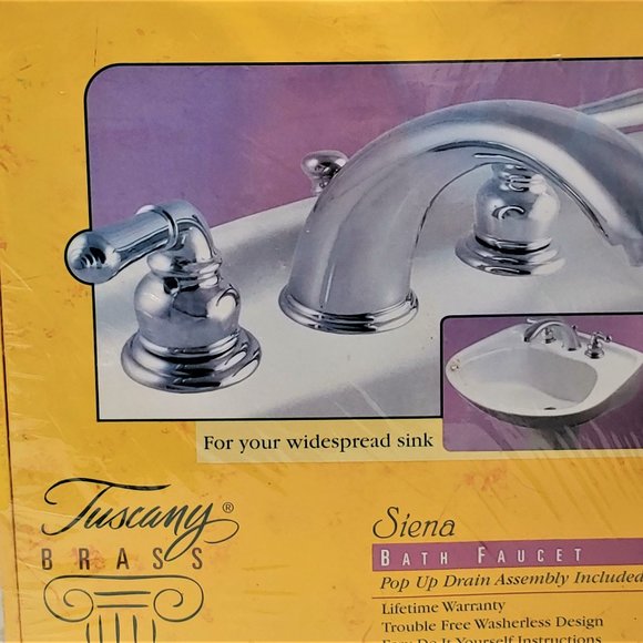 Tuscany Brass] SIENA Double Handled Bath Faucet with [pop up drain  included. - Picture 5 of 5